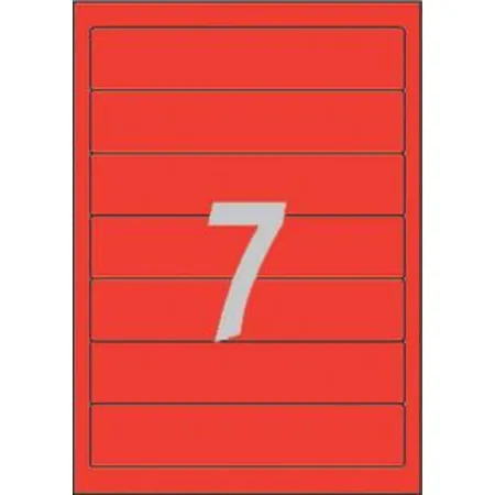 Avery Zweckform L4762-20 Ordnerrücken Etiketten A4, mit ultragrip, 38 x 192 mm, schmal/kurz, 20 Bogen/140 Etiketten, rot