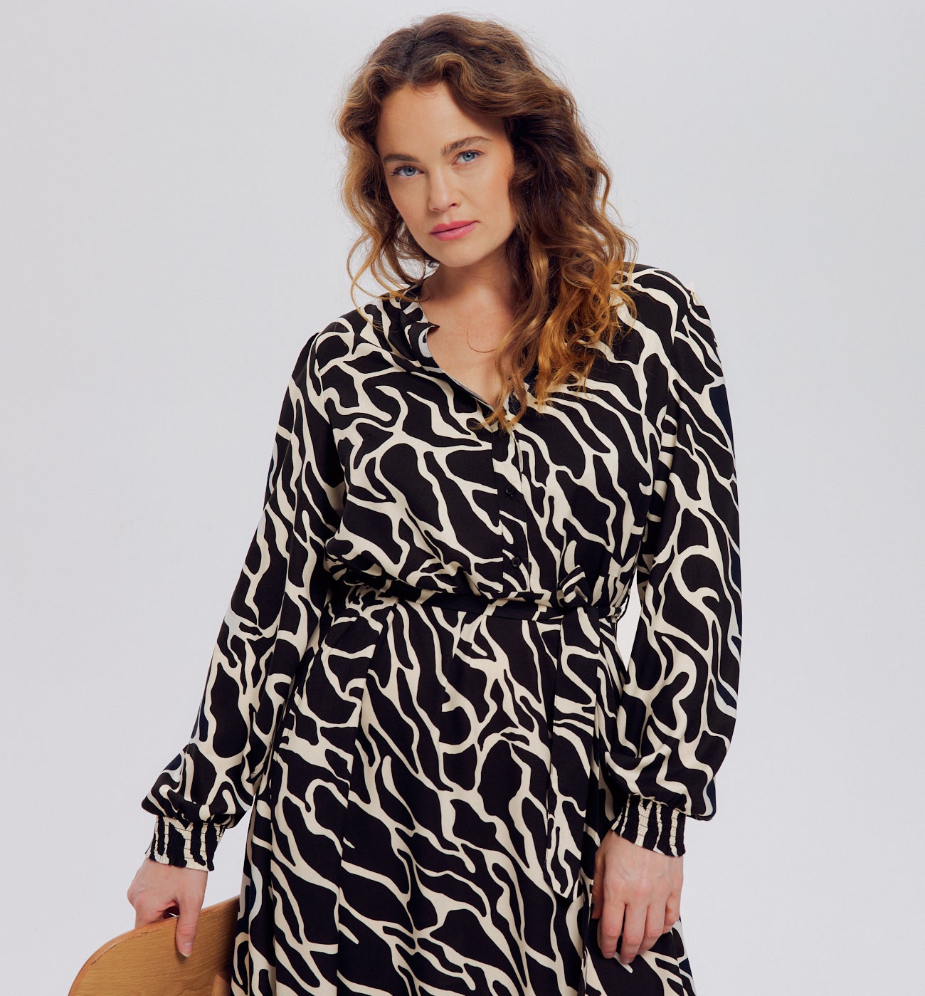 Robe mi-longue imprimée Femme - Imprimé noir
