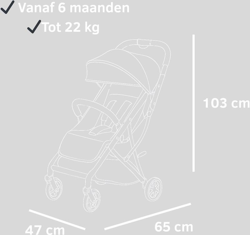 Born Lucky - Buggy Flow - Compacte Buggy - Zwart - Makkelijk Inklapbaar Geschikt Voor Vliegtuig