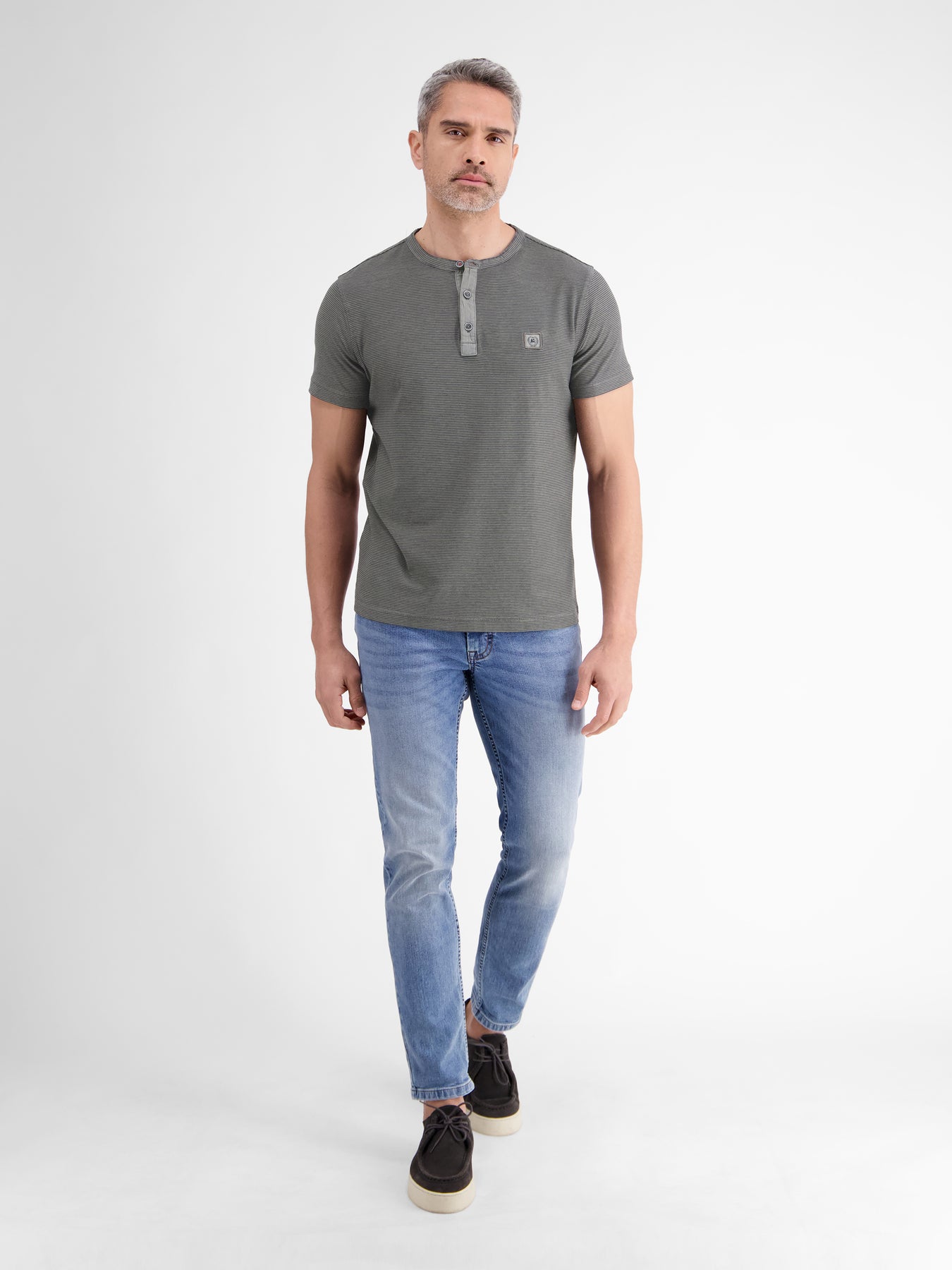 Gestreiftes Serafino-Shirt für Herren