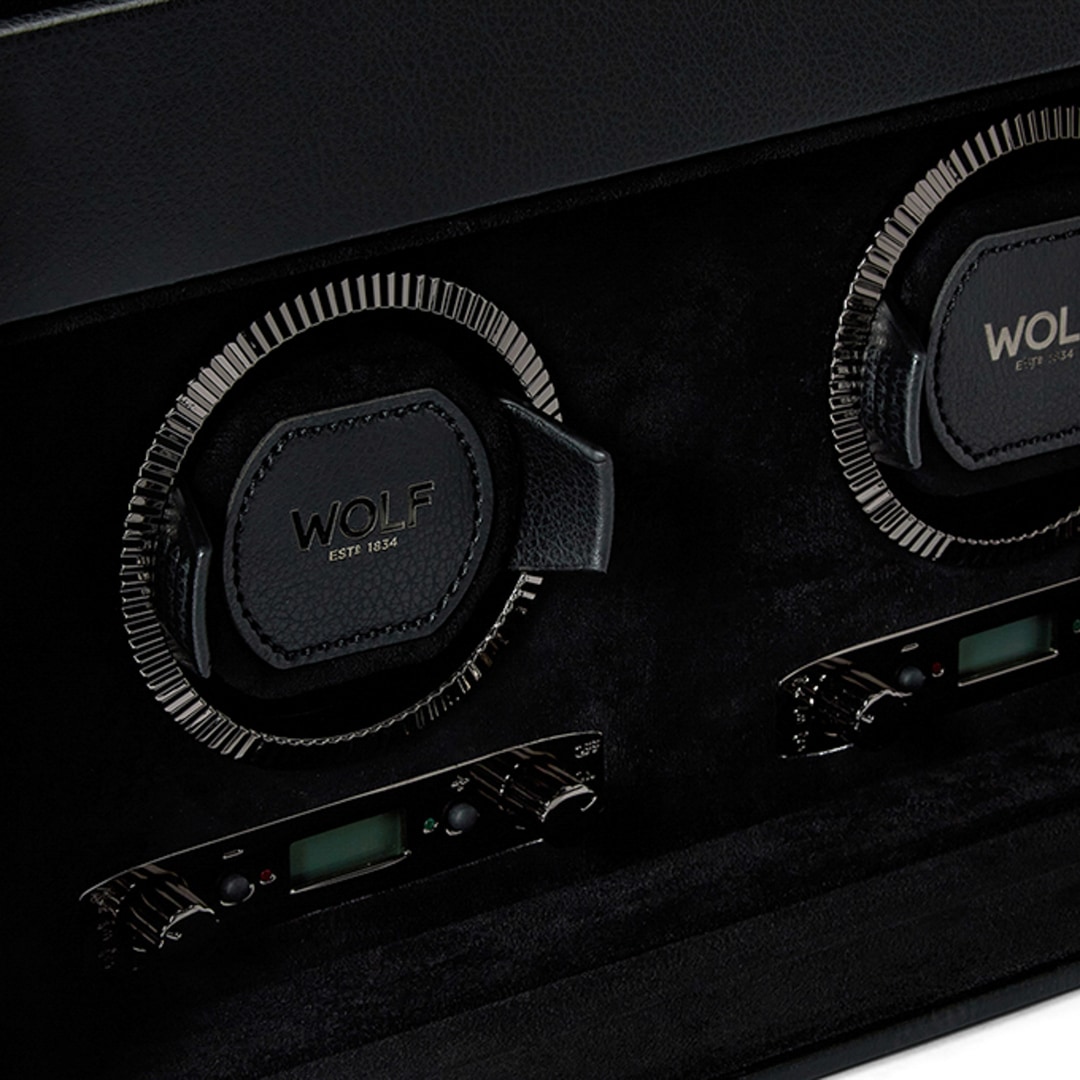Wolf 1834 British Racing Doppel Uhrenbeweger mit Aufbewahrung Schwarz