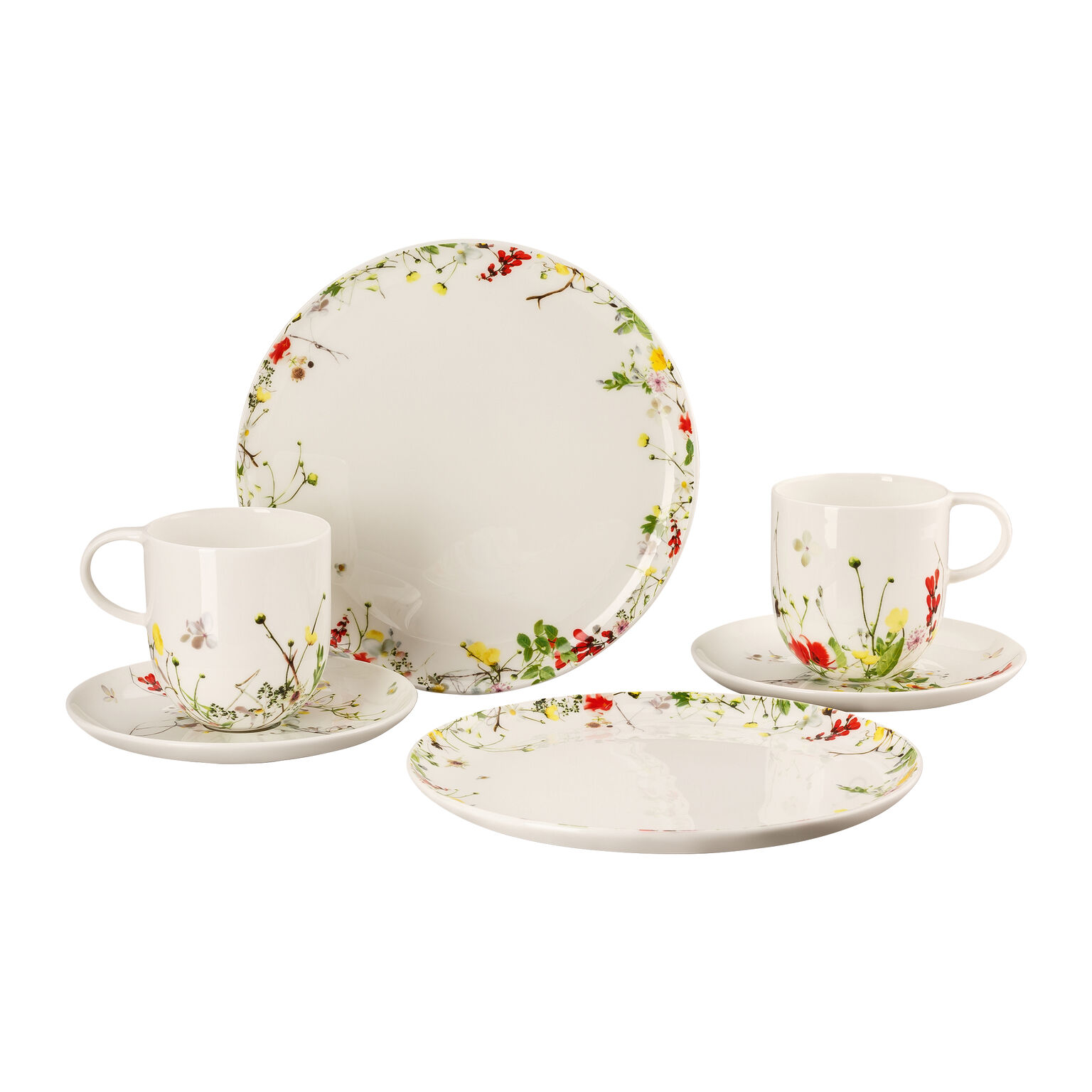 Brillance Bone China Fleurs Sauvages Set 6-tlg. mit Bechern und Couptellern