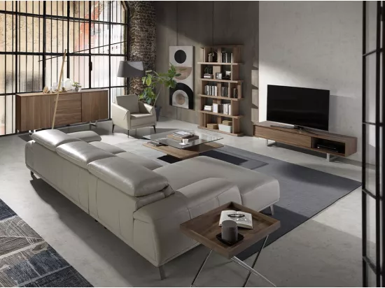 Chaise longue en cuir de vachette taupe 6149 ANGEL CERDA