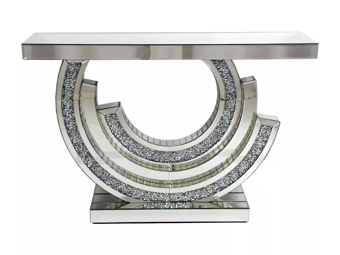 Meuble Console TOURBILLON Miroir et Strass Luxury 120x35x80 cm