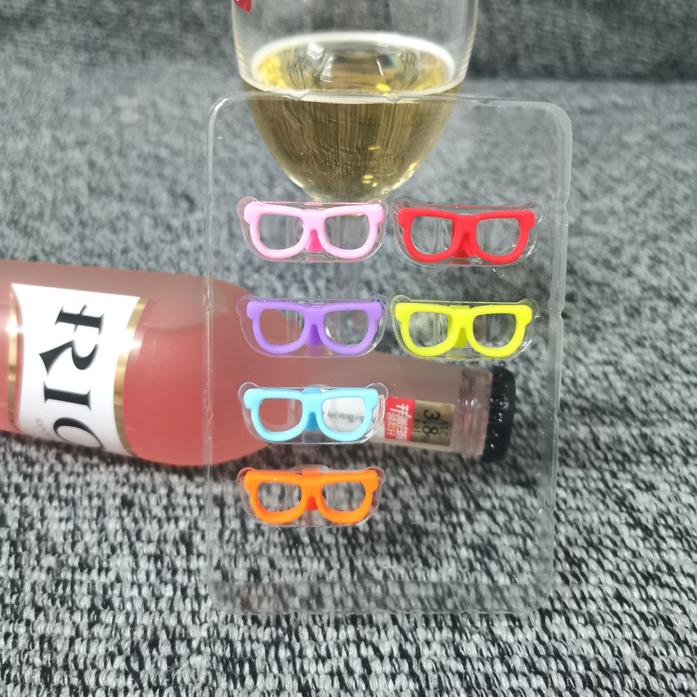 (6er Set) Silikon Glas Markierer Wiederverwendbare Trinkglas Markierung - Brille