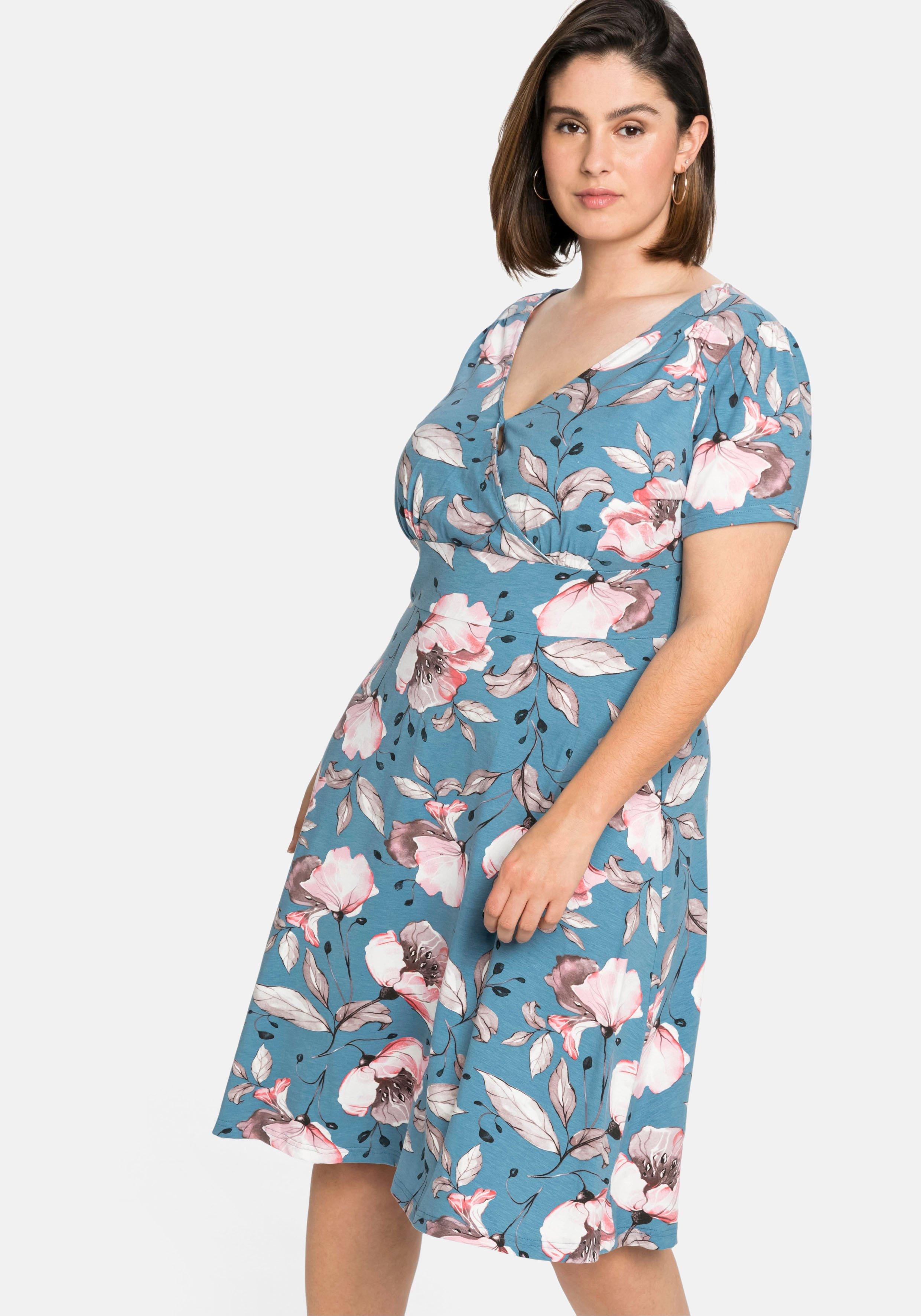 Jerseykleid in Wickeloptik, mit Blumenprint