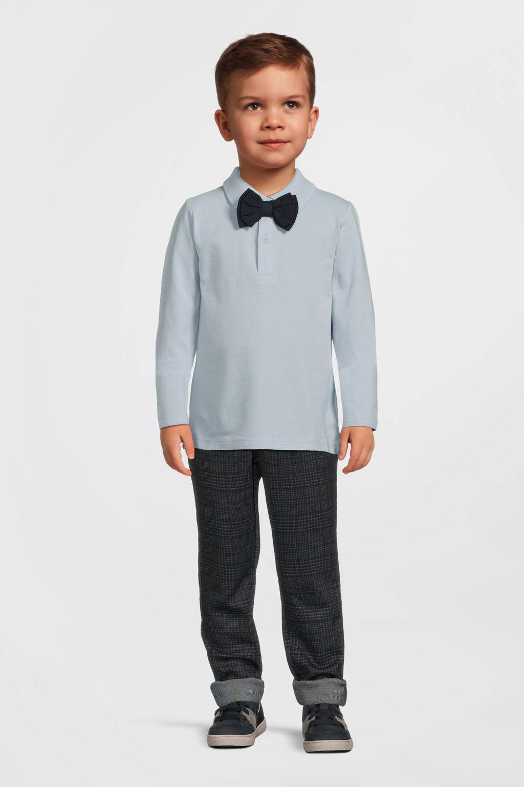 NAME IT baby geruite slim fit broek NKMSILAS antraciet
