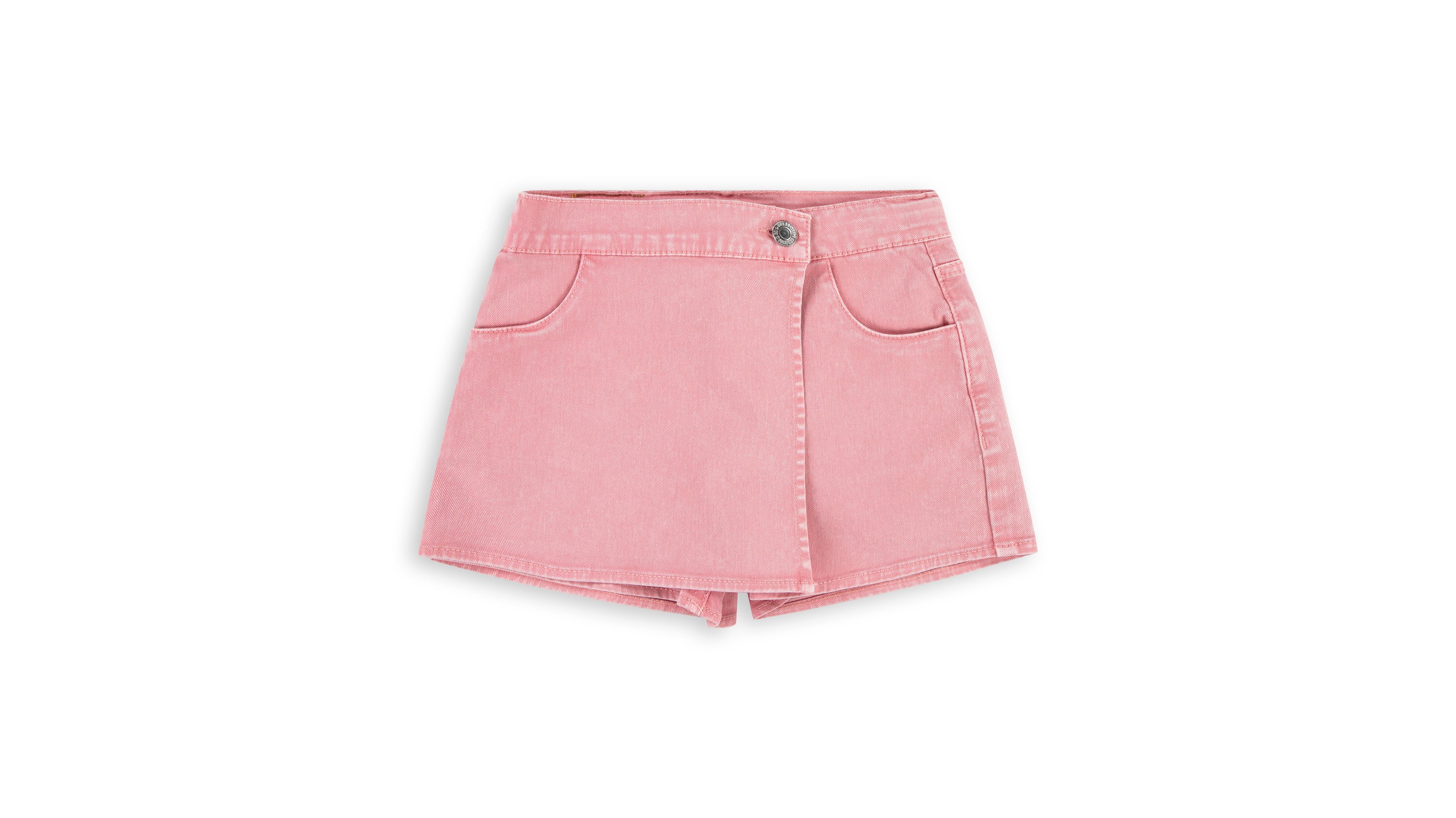 Jupe-short denim teinture par pigment - Quartz Pink - Rose