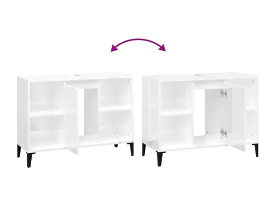 Meuble d'évier blanc brillant 80x33x60 cm bois d'ingénierie