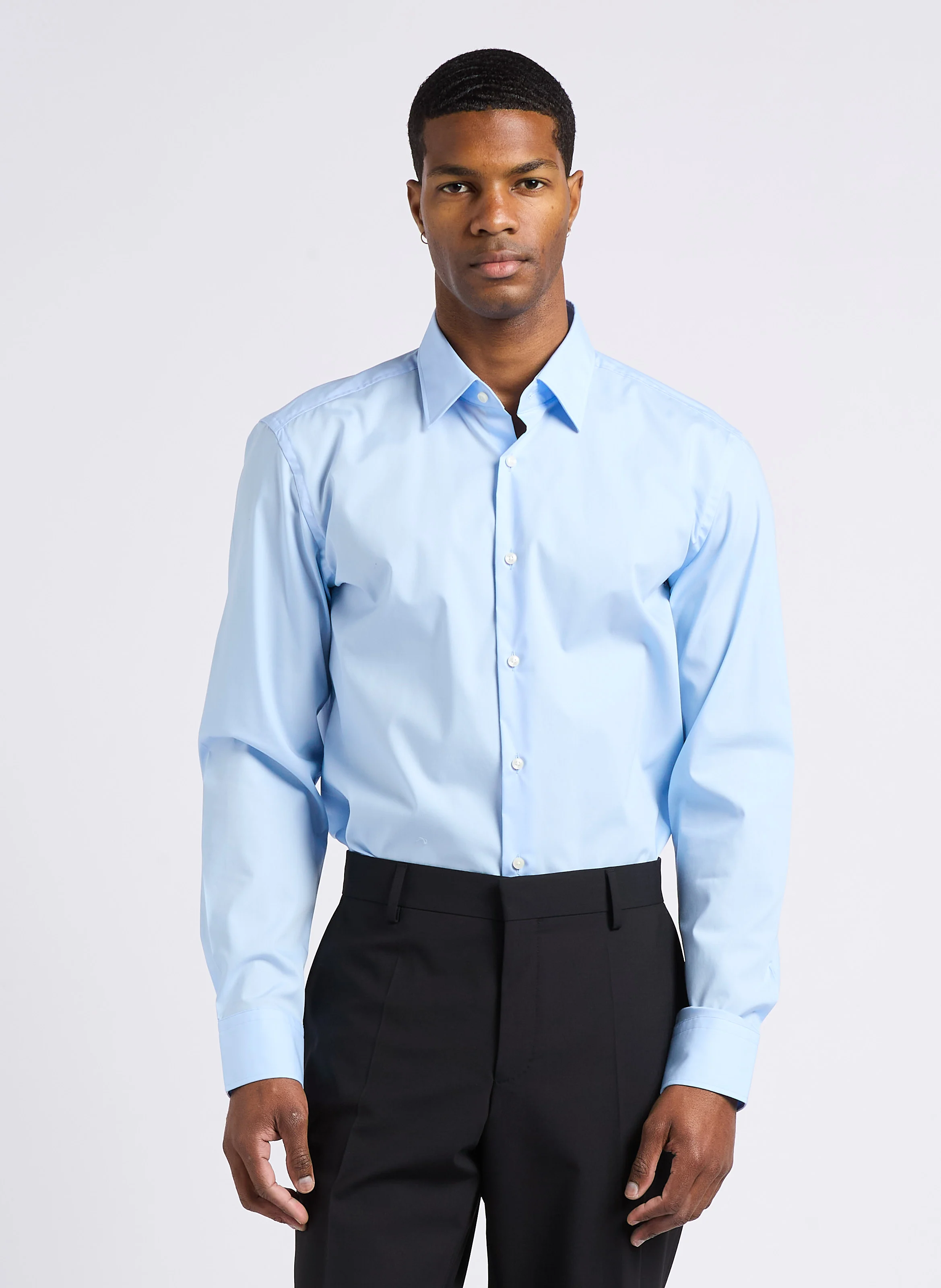 Chemise slim fit en coton mélangé | Bleu