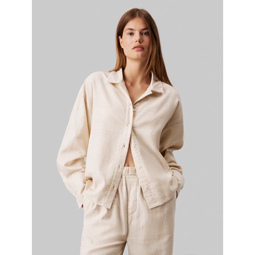 Calvin Klein Button Down Skjorte, Oatmeal Heather Plaid, M