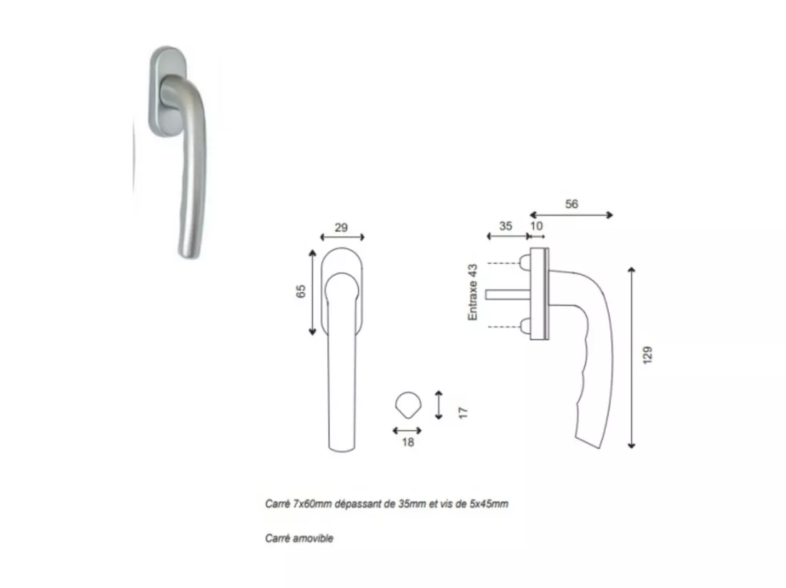 Fenetre Bois 1 Vantail H45 X L60 Tirant Droite Cotes Tableau + Poignee (ref 010220f9) Gd Menuiseries