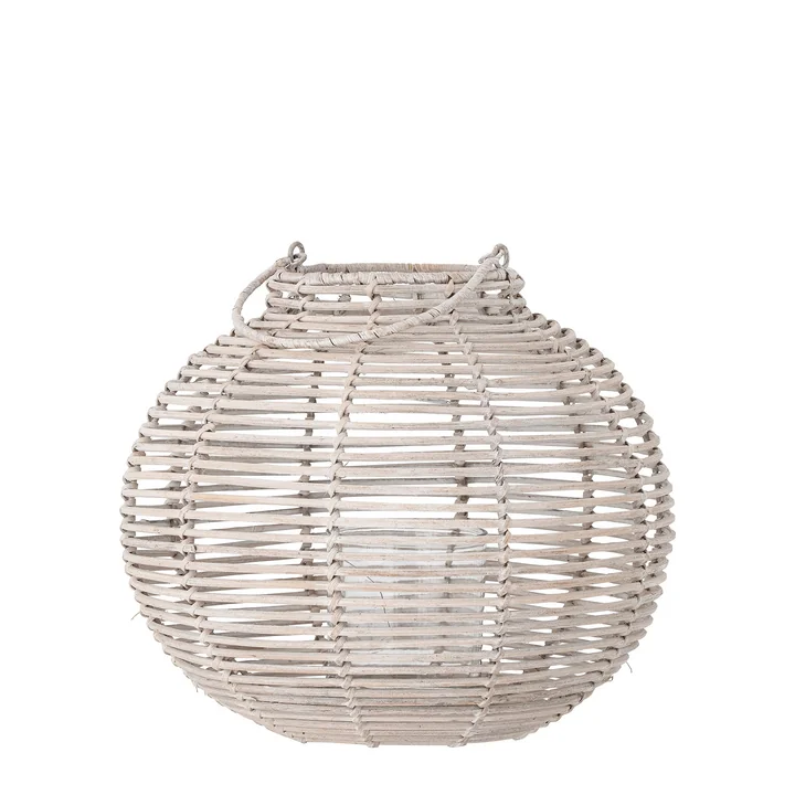 Bloomingville - Malua Laterne mit Glas, Ø 30 cm, weiss