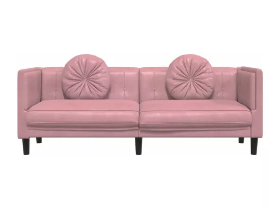 Canapé avec coussins 3 places rose velours