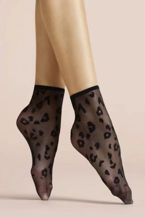 Fiorella Doria Leopard Spot-sokken in zwart