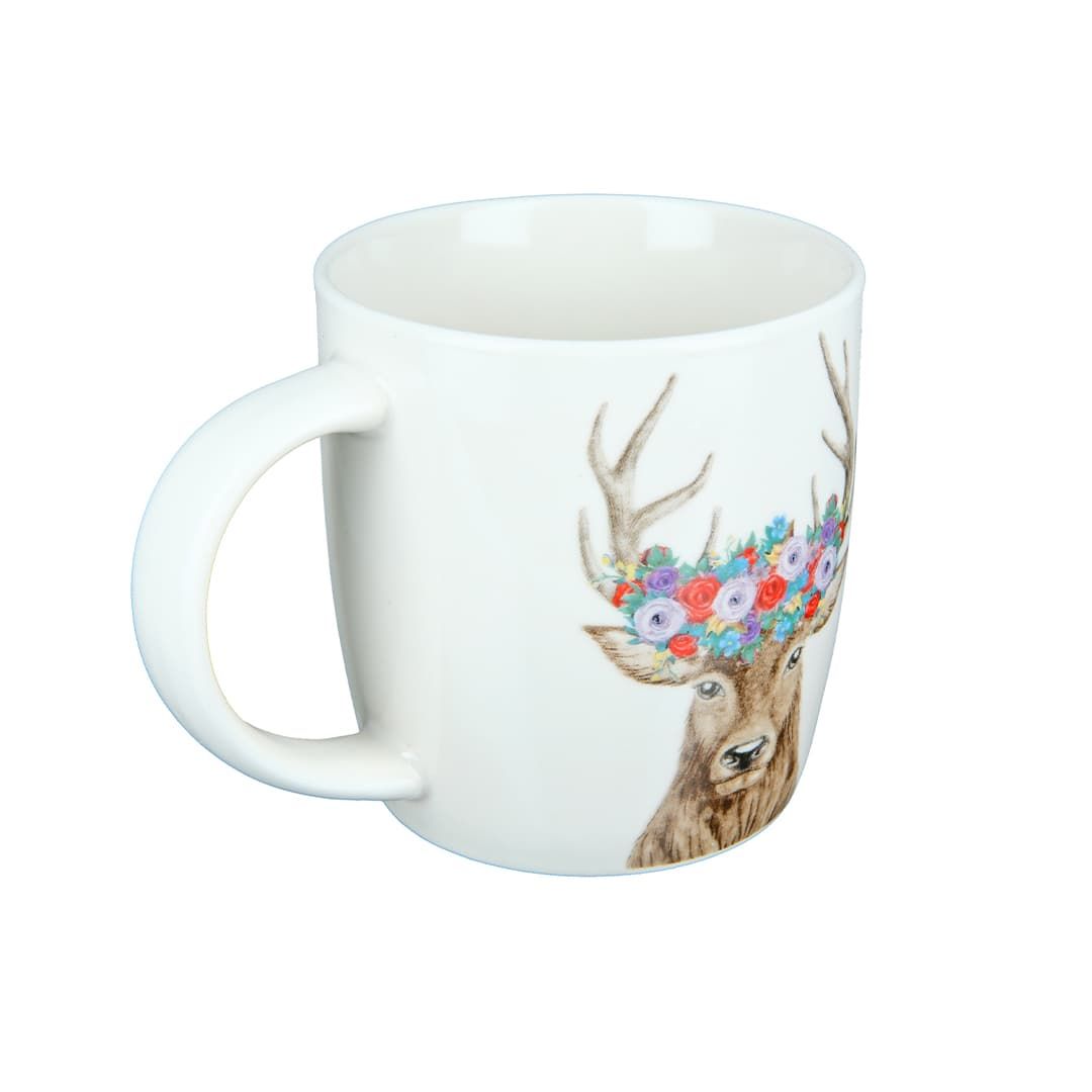 Porzell Tasse Hirsch mit Kranz