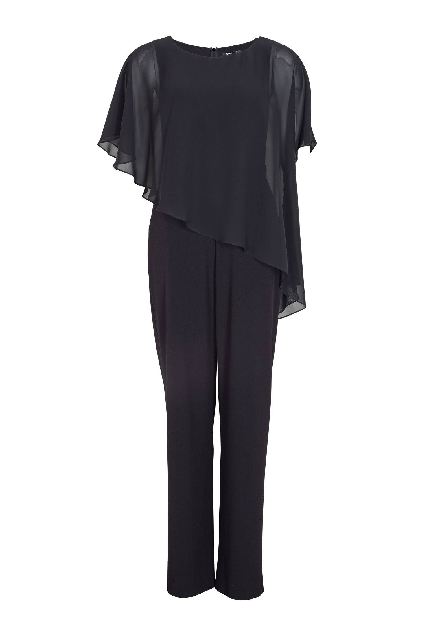 Swing| Damen Jumpsuit mit asymmetrischem Überwurf