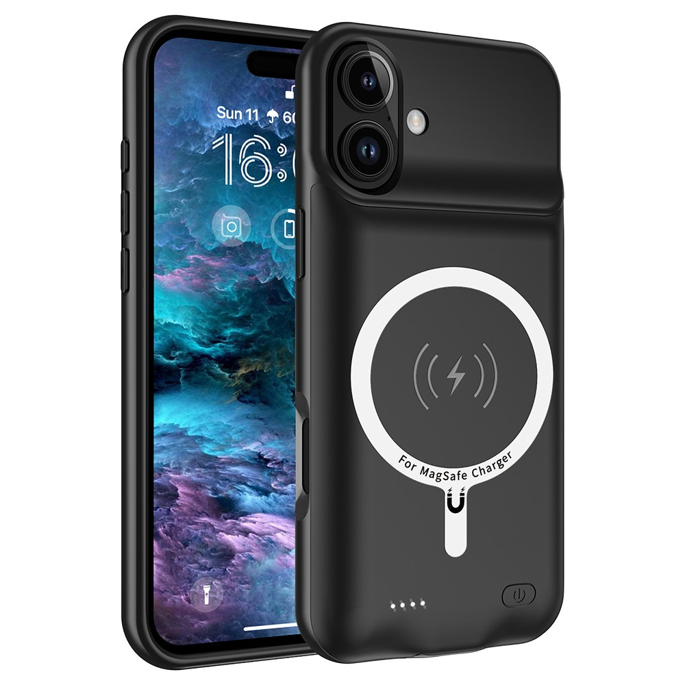 iPhone 16 Plus MagSafe Backpack Akku Case Schutzhülle (7000mAh) - Schwarz