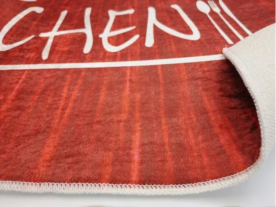 Tapis de cuisine 50x80 cm Polyester Kitchen Rouge