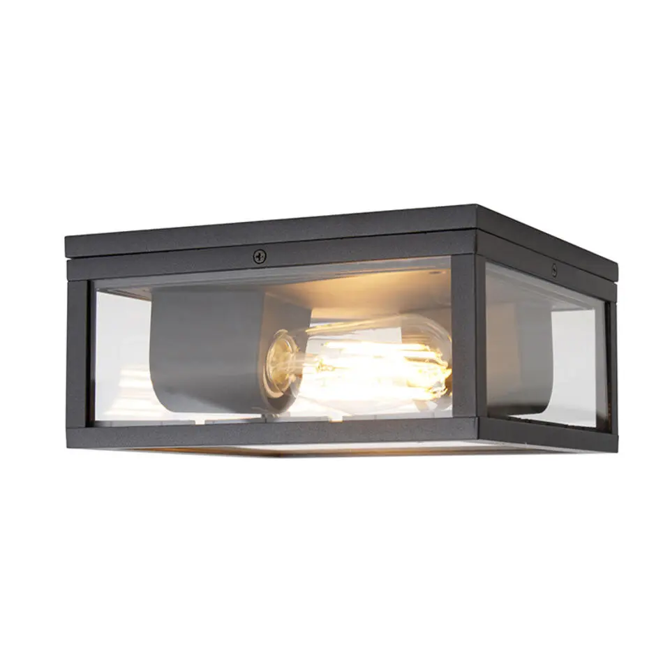 Qazqa plafondlampen buiten charlois zwart e27