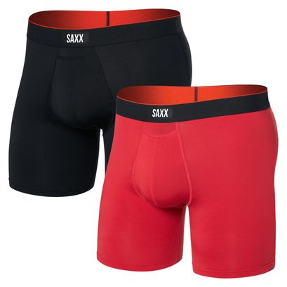 Boxer Saxx Multi-Sport Mesh Fly (Pack de 2) Rouge/Noir Homme