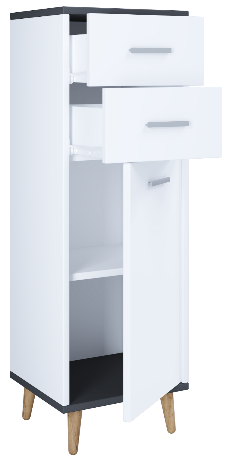 Midischrank LANDOS - weiß-anthrazit - 97 cm hoch