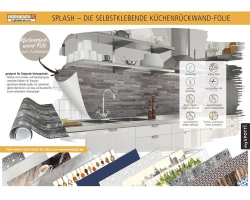 Keukenachterwand mySpotti Splash Betonplaten betonnen wand 2800 x 600 mm SP-F2-1248