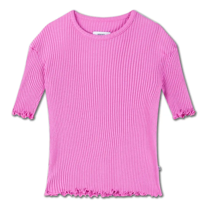Repose AMS T-Shirt Coton Bio Côtelé Slim | Rose