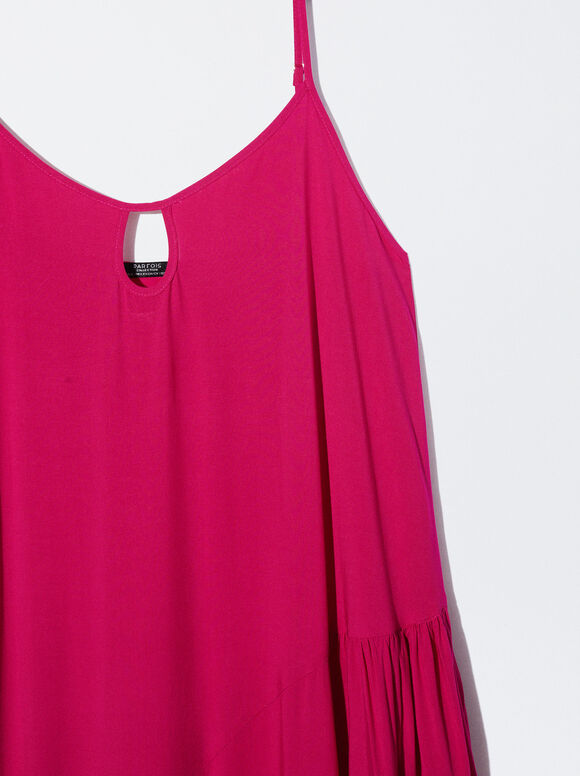 Vestido midi fúcsia com alças