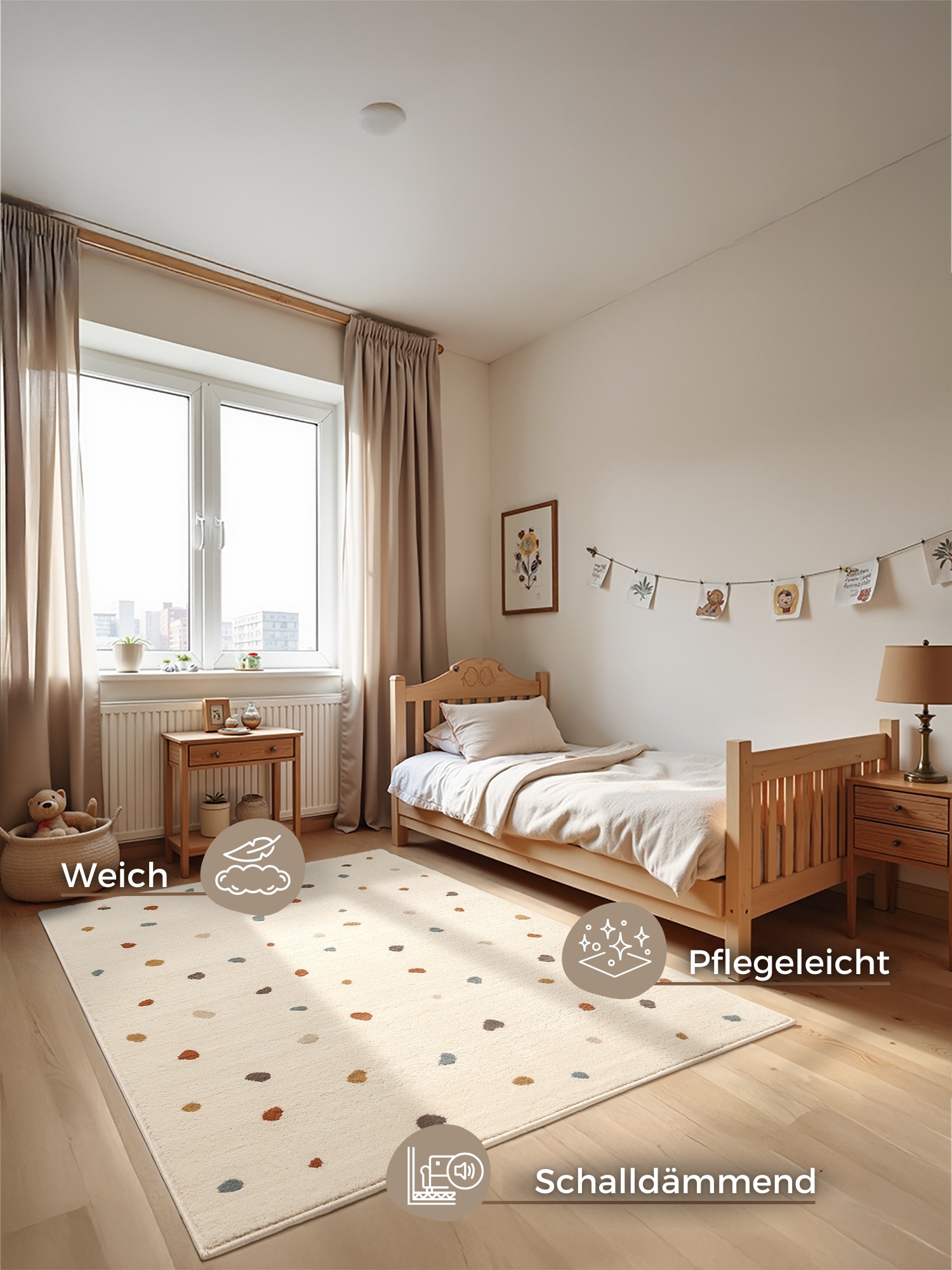 HANSE Home Kinderteppich »Funny Dots« rechteckig 8 mm Höhe Spielteppich, Kinderzimmer, Kurzflor, Spielunterlage, auch in rund