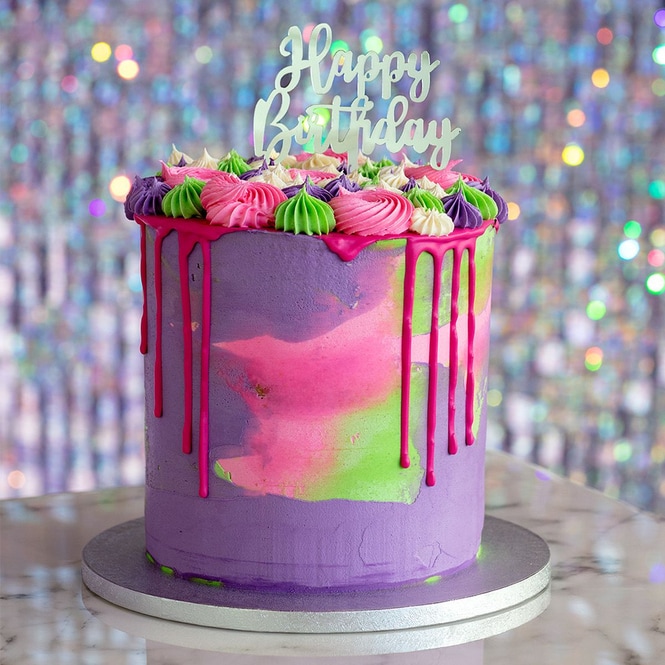 Kuchentopper - Happy Birthday - silber - ca. 15,5 x 11 cm