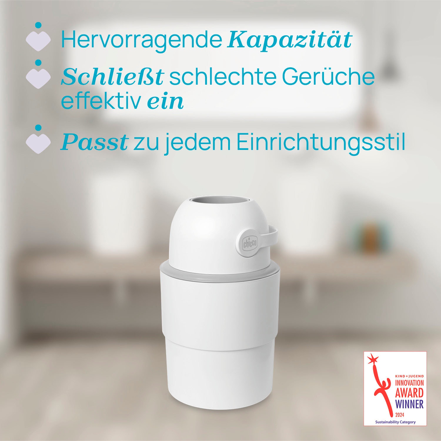 Chicco Windeleimer »Odour Off« inkl. 1 Pack Müllbeutel Odouzr off; teilweise aus recyceltem Material