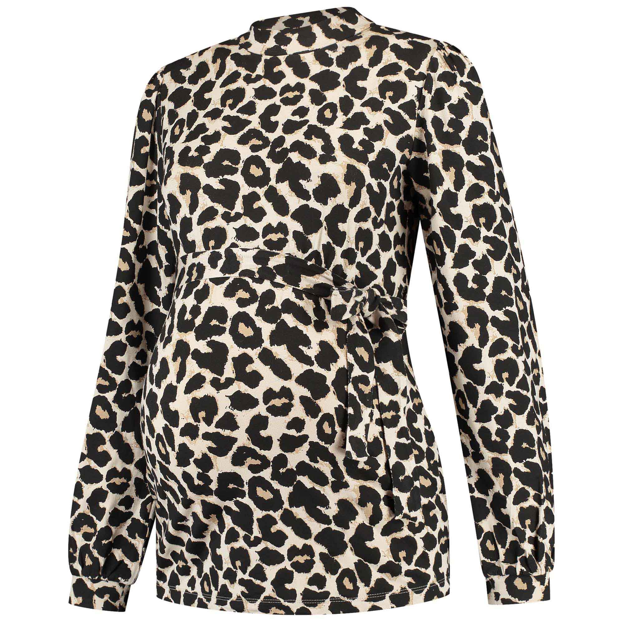 Prénatal zwangerschapstop lange mouwen dierenprint beige