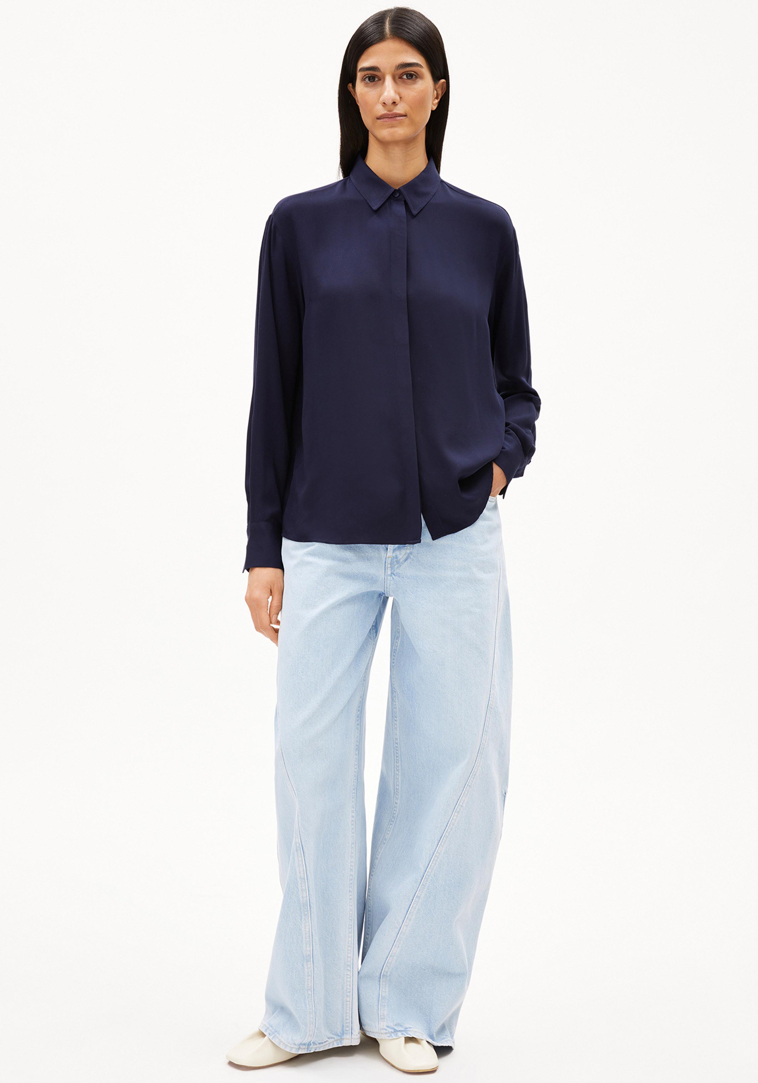 Armedangels Bluse Larisaana Longsleeve Tinted Navy