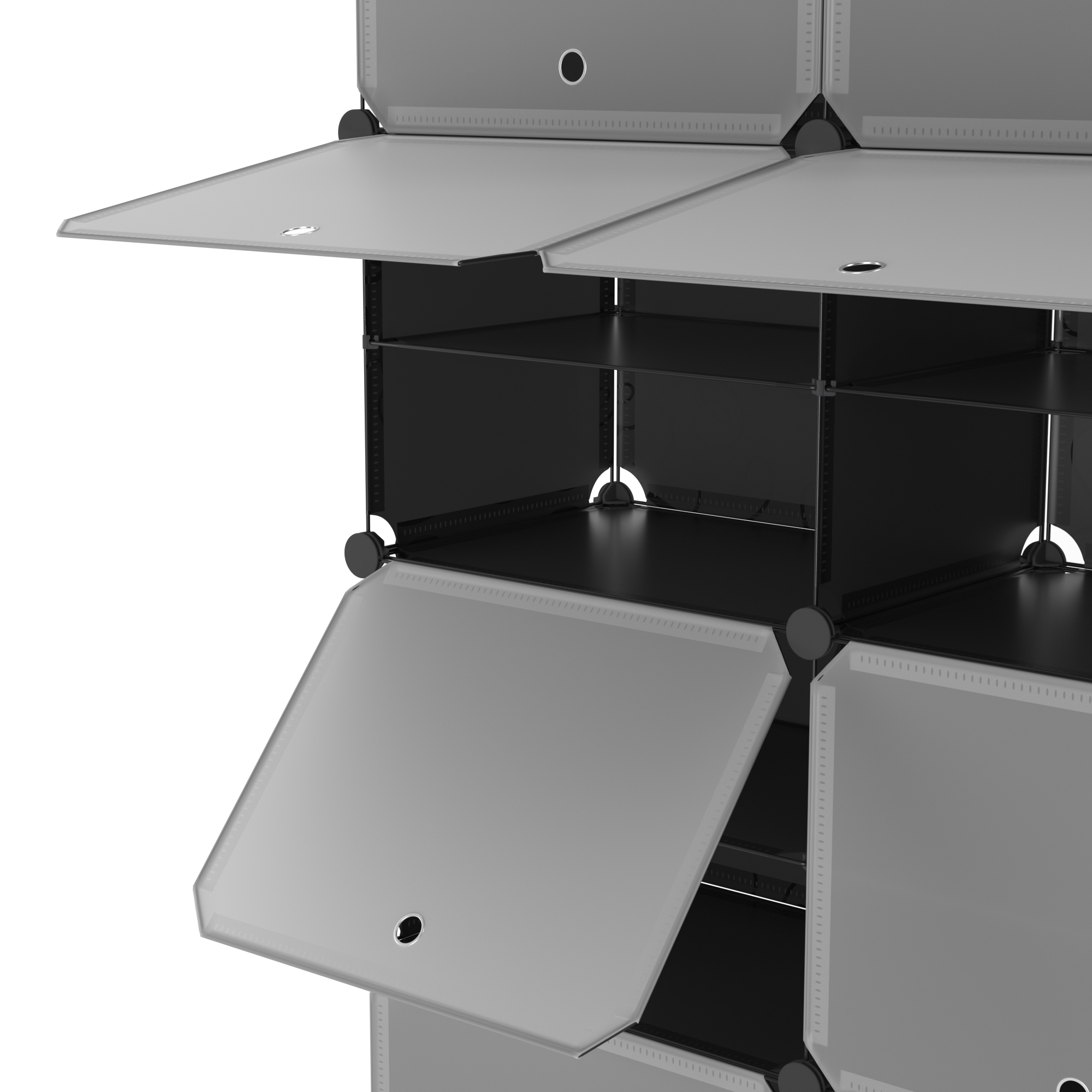 Schuhschrank Steckregal schwarz 8 Boxen