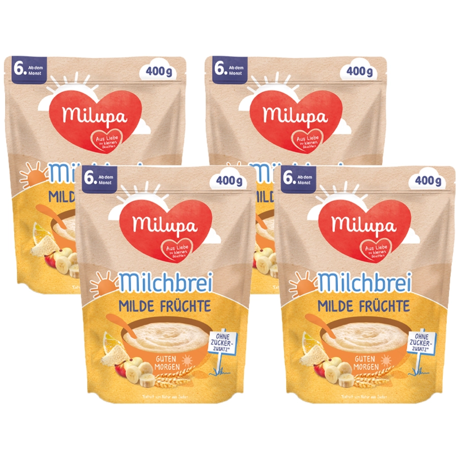 Milupa Milchbrei Milde Früchte Guten Morgen 4 x 400 g ab dem 6. Monat