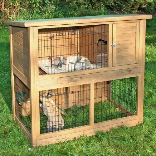 Gaiola de madeira para coelhos, para uso externo, cor marrom.