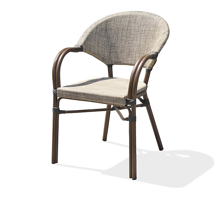 Fauteuil de jardin empilable Ushuaïa DCB Garden aluminium et textilène lin L 56 x P 60 x H 85 cm