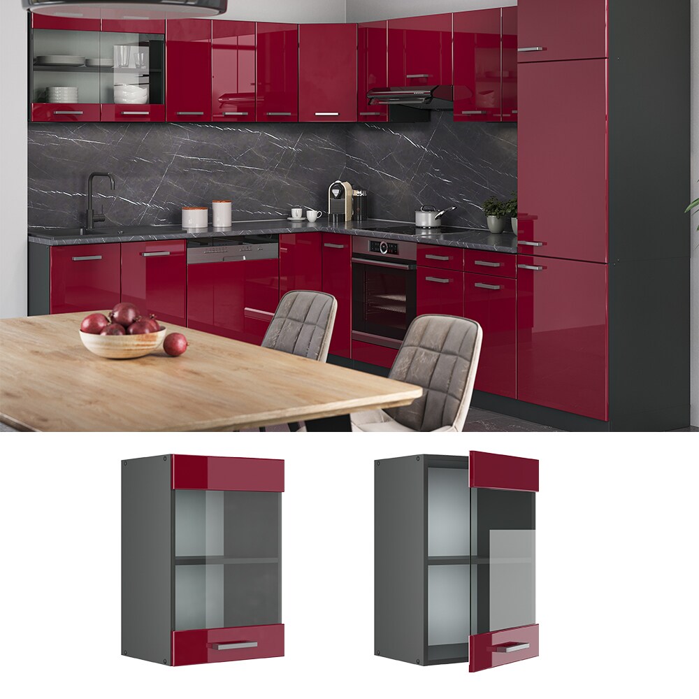 VICCO Küchenschrank Hängeschrank Hängeglasschrank 40 cm R-Line Anthrazit