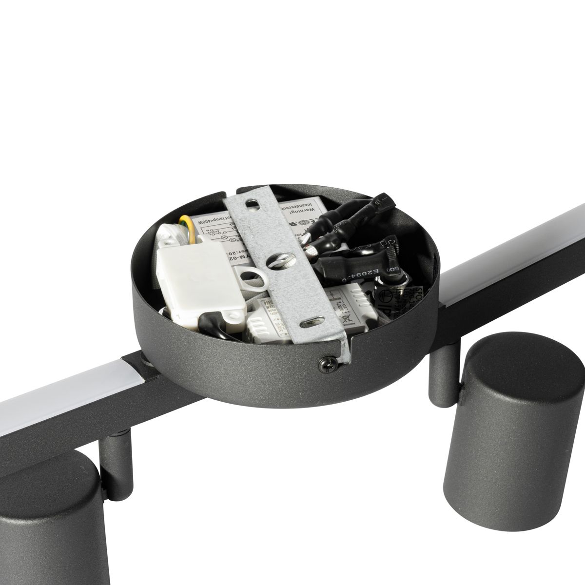 Plafondspot zwart GU10 50mm 4-lichts incl. backlight - Back Up
