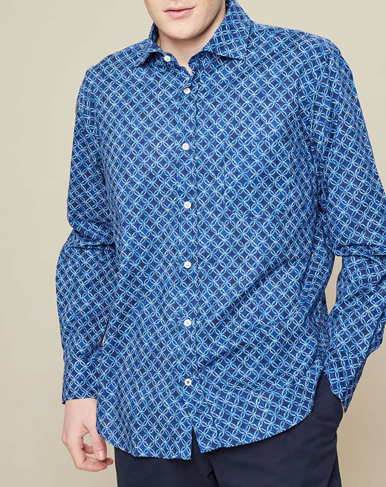 Hartford Chemise Regular Paul tie & dye rosace bleue