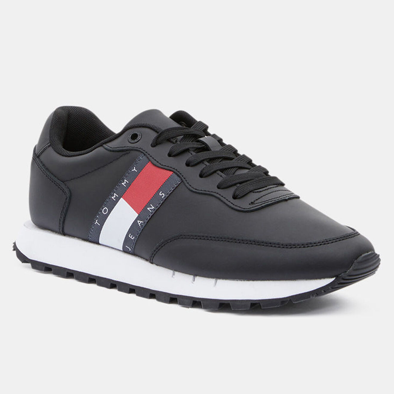 Tommy Jeans Baskets running en Cuir Mix noires