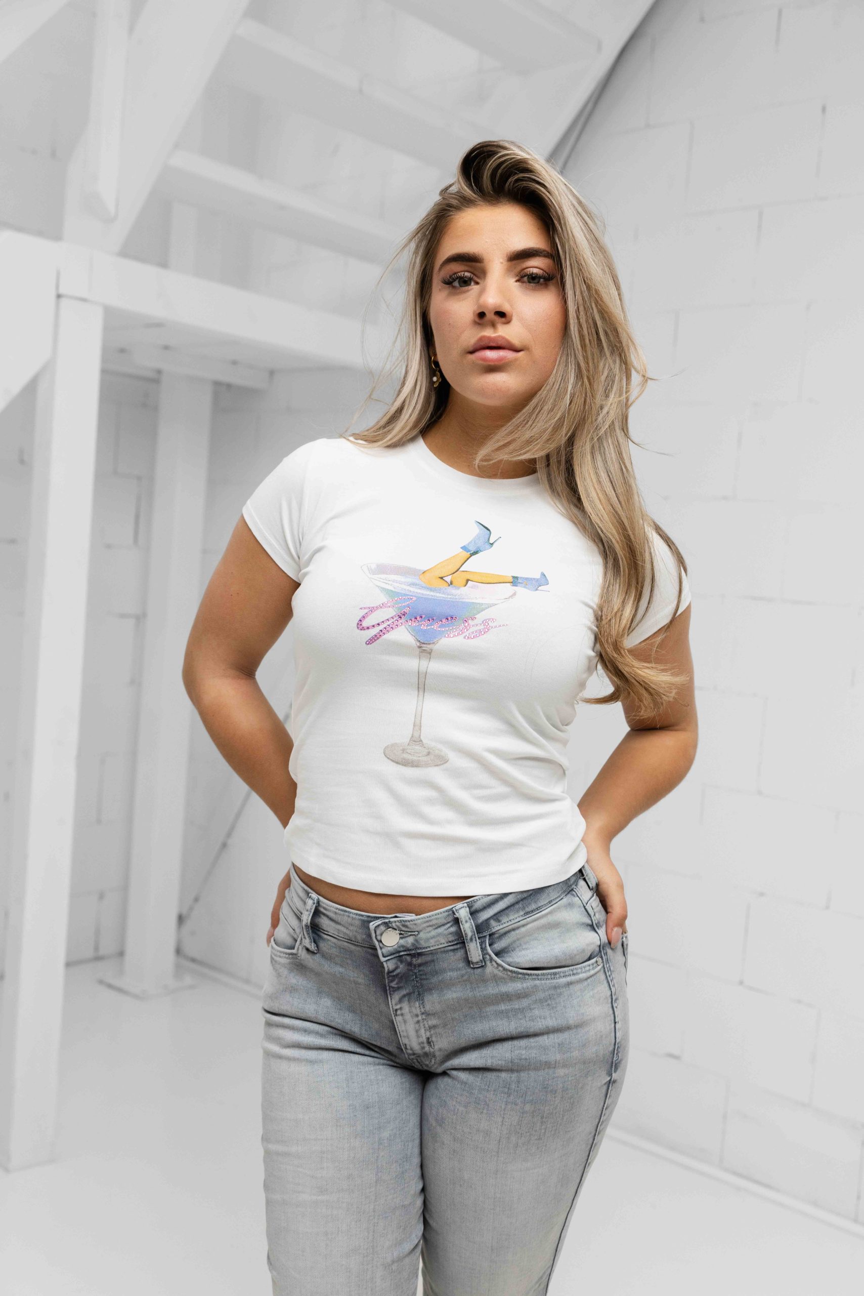 Guess Tini Boots T-Shirt Dames Wit