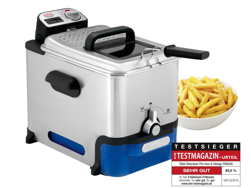 Tefal Fritteuse Oleoclean Pro Inox & Design 1.2 kg Friteuse mit automatischer Öl- und Fettfilterung