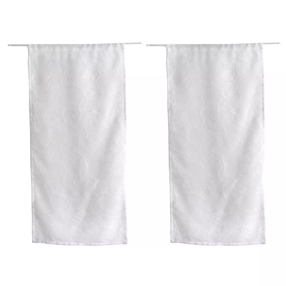 Paire de voilages brodés passe-tringle (60 x 120 cm) Galet Blanc