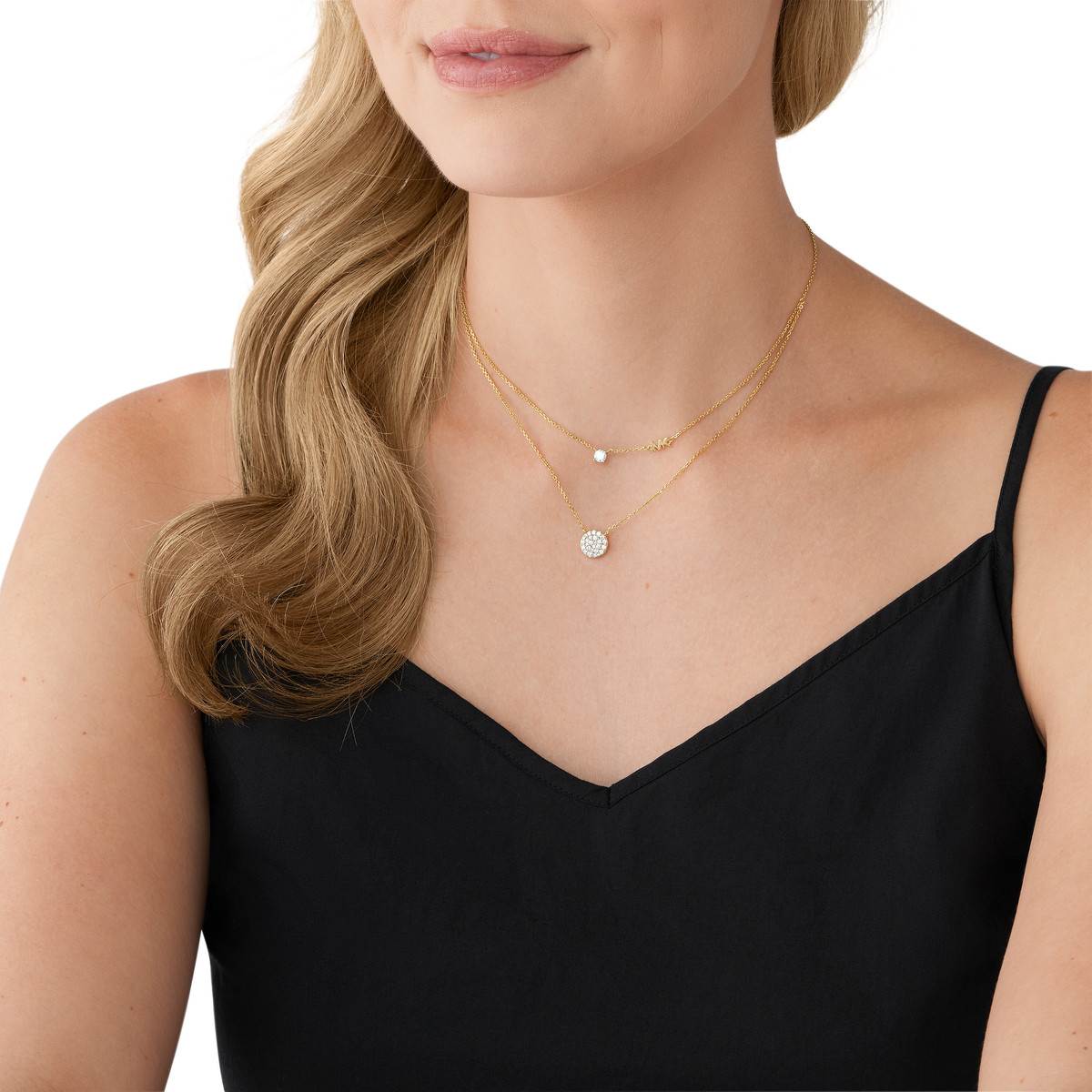 Collier MICHAEL KORS double rang argent 925 doré zirconias 45 cm