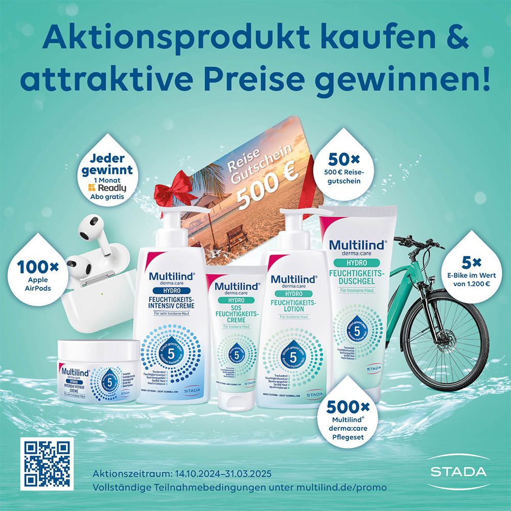 Multilind® derma:care HYDRO SOS Feuchtigkeitscreme: Intensive Feuchtigkeit. Für trockene, raue Hautstellen. Pflegt mit Ceramide NP, Panthenol, Glyzerin, Rizinusöl, Beerenwachs