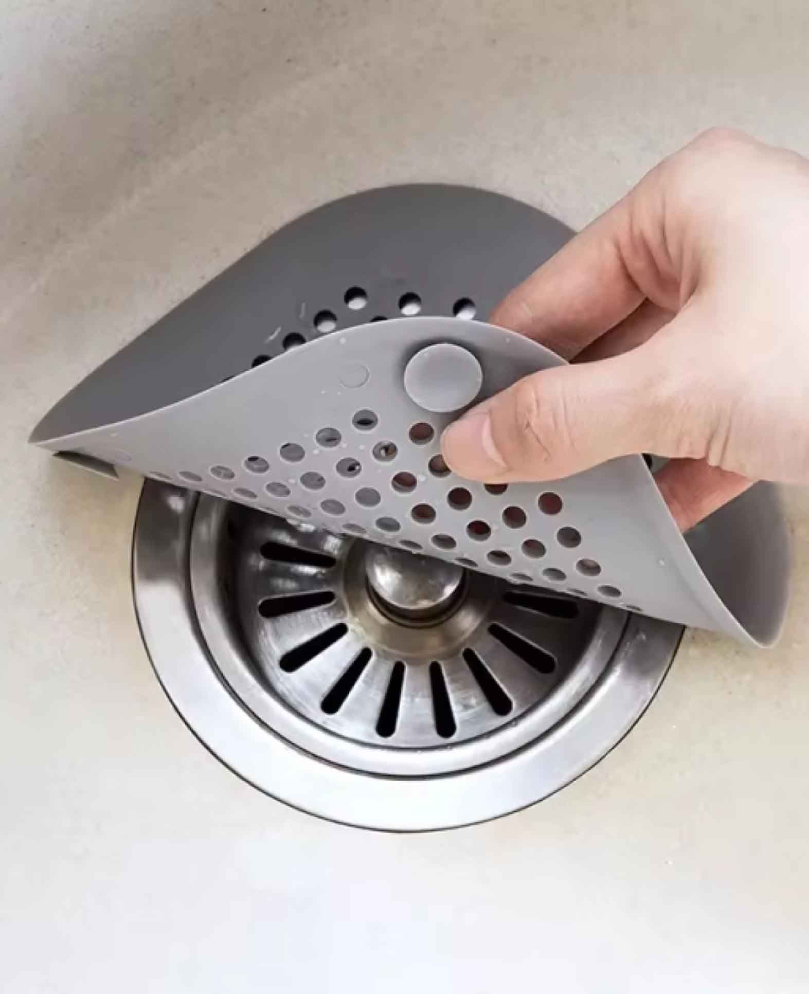 (2er Set) Silikon Abflussschutz Küchen Abfluss Sieb - Grau / Weiss