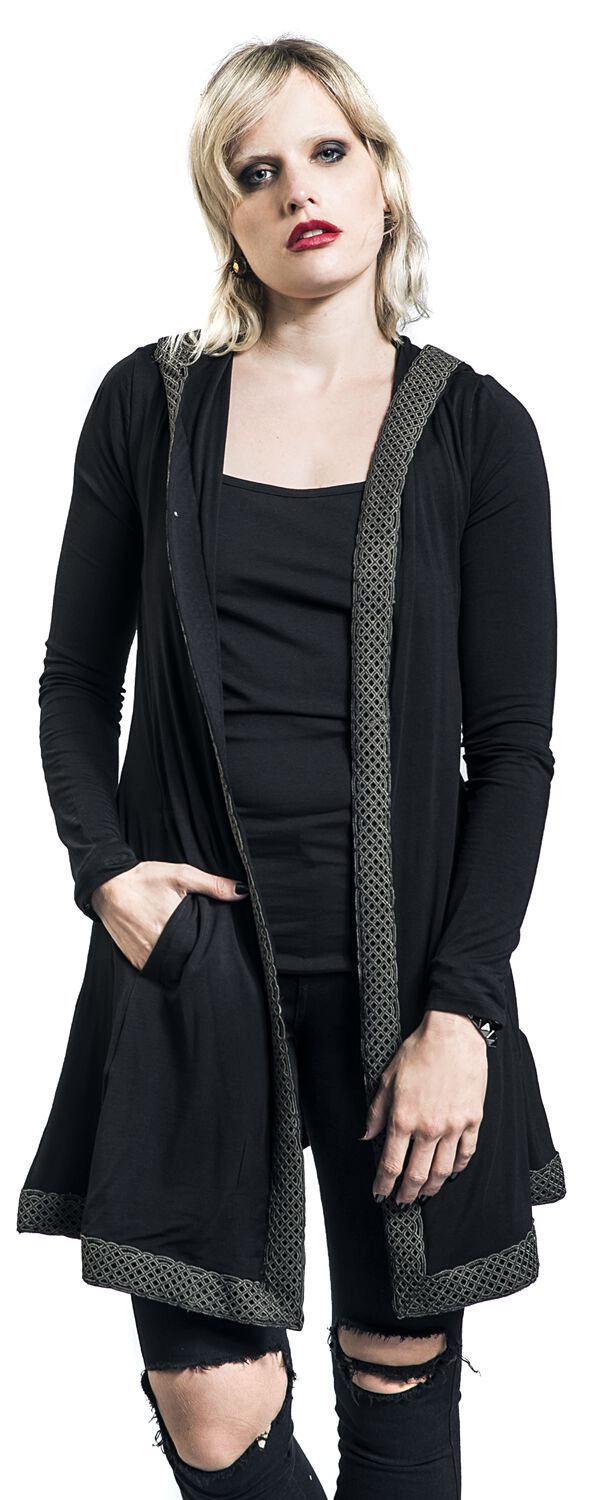 Gilet Avec Capuche Et Bords Nœuds Celtiques | Black Premium by EMP Cardigan