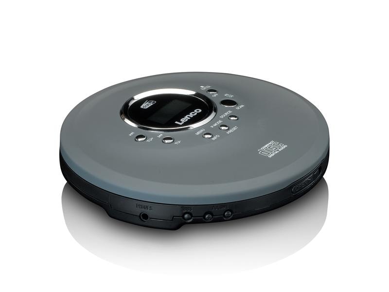 Lenco MP3 Player CD-400GY Grau Tragbarer CD/MP3-Player für CD, CD-R und CD-RW